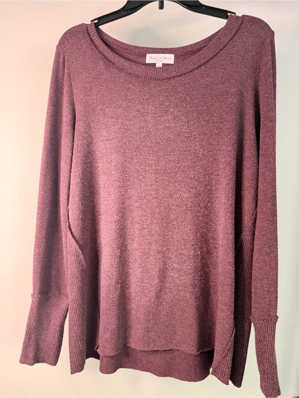 Michael Stars Wine Heather Crewneck Sweater